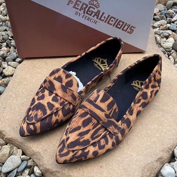 Fergalicious By Fergie Womens Flat Shoes Pointed Slip On Leopard JEMM Brown 9.5M - Picture 1 of 6